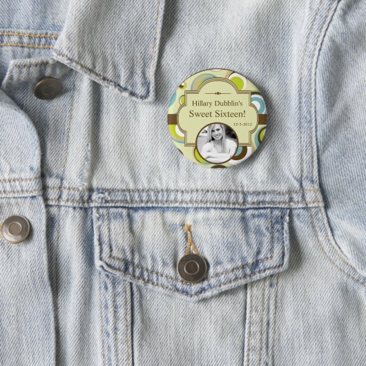 1970 Retro Circle Pattern Fabric Foto Button (In situ)