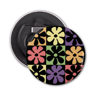 1970 Retro Daisies Button Flesopener