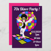 1970 retro disco thema dans party kaart (Voorkant / Achterkant)