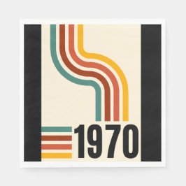 1970 Retro Stripe  Regenboog Poster stijl Servet