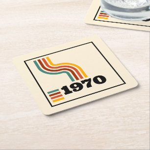 1970 Retro Vintage Poster Verjaardag of reünie Kartonnen Onderzetters