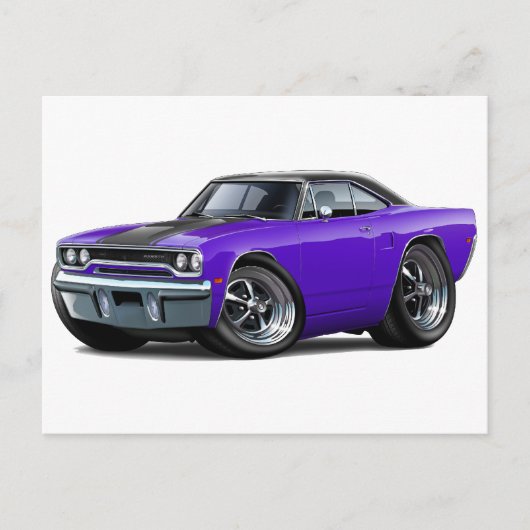 1970 Roadrunner Paars-Black Top Briefkaart (Voorkant)