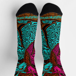1970 stijl Abstracte katten Sokken