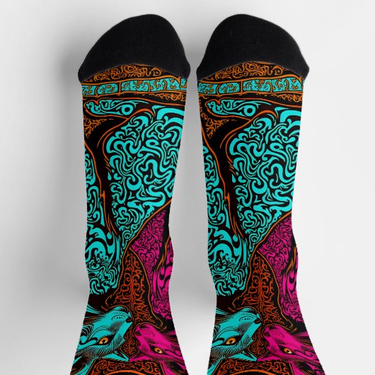 1970 stijl Abstracte katten Sokken (Top)