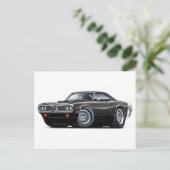1970 Super Bee Black-White-auto Briefkaart (Staand voorkant)
