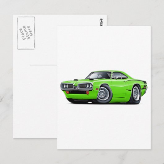 1970 Super Bee Limoen-Black C-Stripe Scoop Hood Briefkaart (Voorkant / Achterkant)