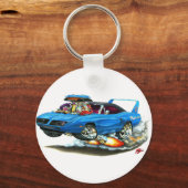 1970 Supervogelblauwe auto Sleutelhanger (Voorkant)