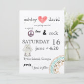 1970 thema huwelijksuitnodiging kaart (Staand voorkant)