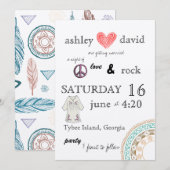 1970 thema huwelijksuitnodiging kaart (Voorkant / Achterkant)