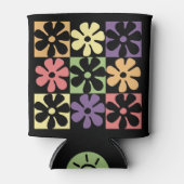 1970 veelkleurige Retro Daisies Blikjeskoeler (Voorkant)