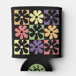 1970 veelkleurige Retro Daisies Blikjeskoeler