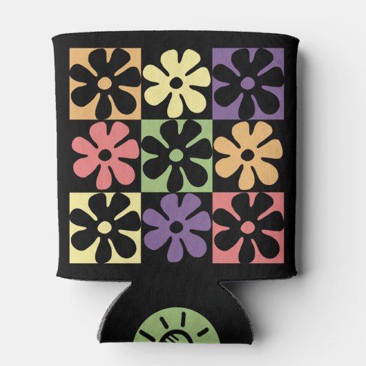 1970 veelkleurige Retro Daisies Blikjeskoeler (Achterkant)