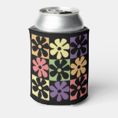 1970 veelkleurige Retro Daisies Blikjeskoeler (Blikje Achterkant)