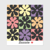 1970 veelkleurige Retro Daisies Sticker (Vel)