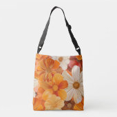 1970er retro Blumenmuster in orange Crossbody Tas (Achterkant)