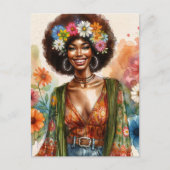 1970s African American Woman With Afro Briefkaart (Voorkant)