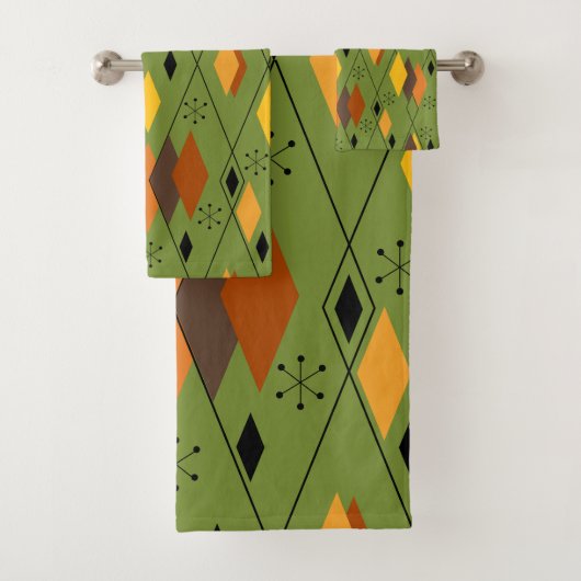 1970s Atomic Diamonds Bad Handdoek (Insitu)