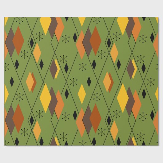 1970s Atomic Diamonds Cadeaupapier (Vlak)