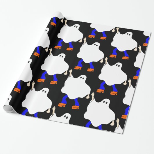 1970s Disco Halloween Ghost Groovy Cadeaupapier (Uitgerold)