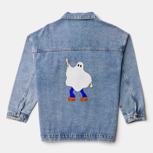 1970s Disco Halloween Ghost Groovy Denim Jacket (Achterkant)