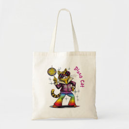 1970's Disco kat, jaren zeventig stijl discotech Tote Bag