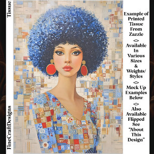 1970s geïnspireerde Afro kapsel Vrouw EC6R decoupa Tissuepapier