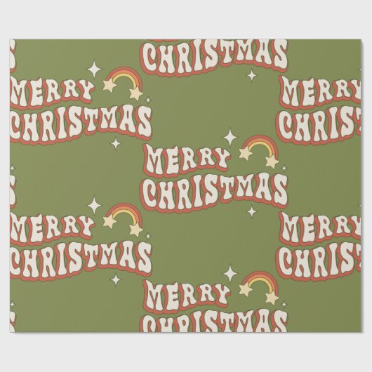 1970s Groovy Merry Christmas Funky Cadeaupapier (Vlak)