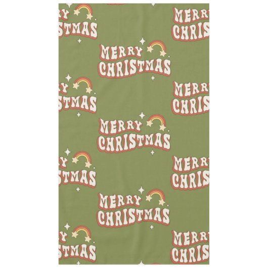 1970s Groovy Merry Christmas Funky Tafelkleed (Voorkant)