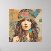 1970s Hippie Vrouw Collage Canvas Afdruk (Voorkant)