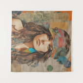 1970s Hippie Vrouw Collage Wandkleed (Voorkant (horizontaal))