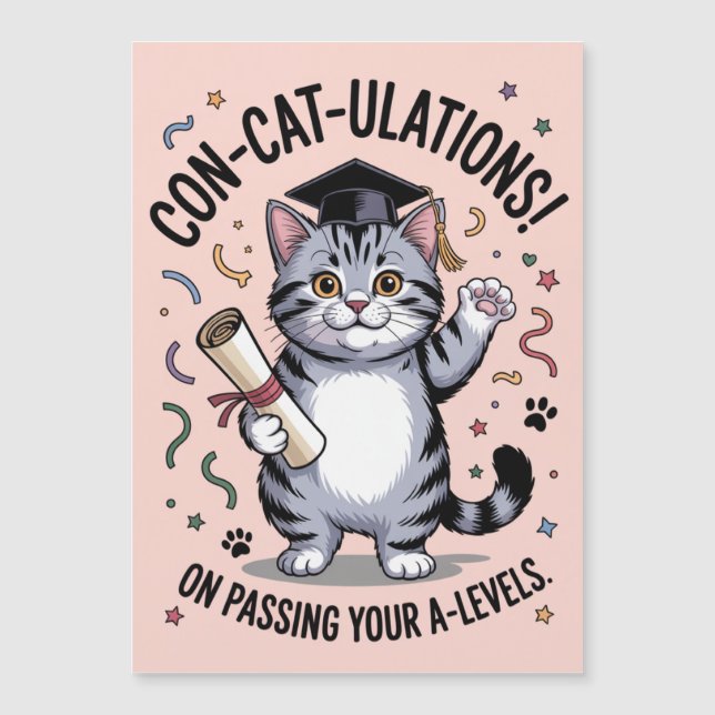 1970s-inspired “Con-cat-ulations” A-Level success  (Voorkant)