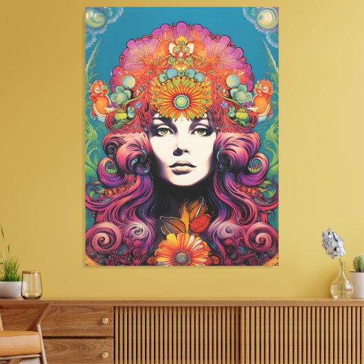  1970's Lady Canvas Afdruk (Insitu (Woonkamer))