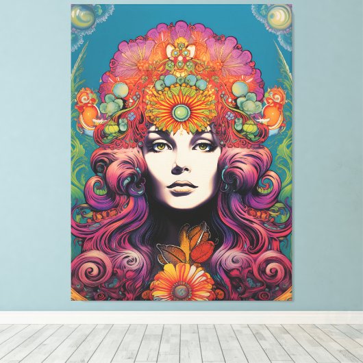  1970's Lady Canvas Afdruk (Insitu (Houten vloer))