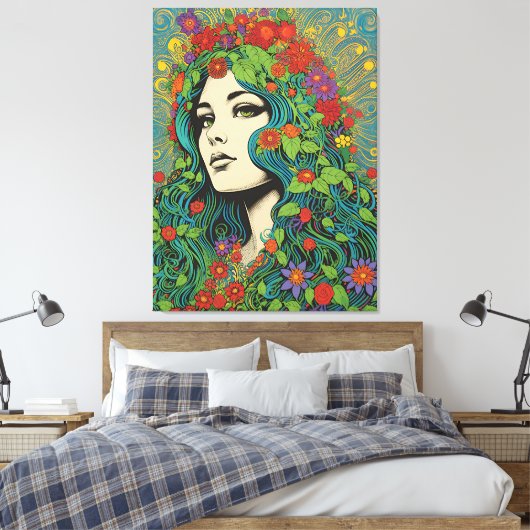  1970's Lady Canvas Afdruk (Insitu (Slaapkamer))