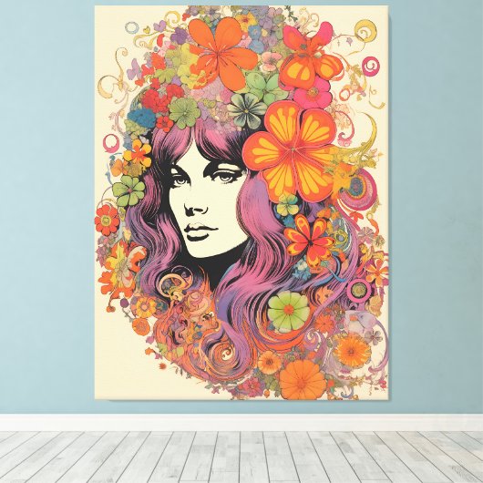  1970's Lady Canvas Print (Insitu (Houten vloer))