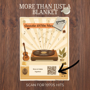 1970s Muziektherapie Scannable QR Code Dekbed Sherpa Deken