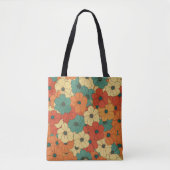 1970s Retro Bloemen Tote Bag (Voorkant)
