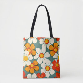 1970s Retro Bloemen Tote Bag