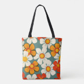 1970s Retro Bloemen Tote Bag (Achterkant)