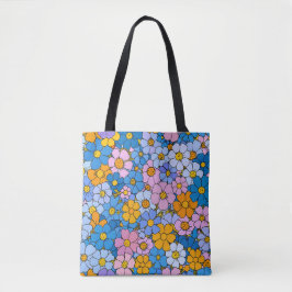 1970s Retro Bloemen Tote Bag