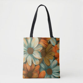 1970s Retro Bloemen Tote Bag