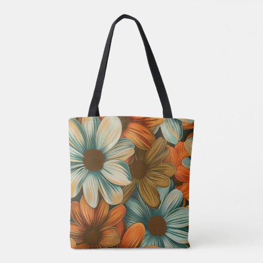 1970s Retro Bloemen Tote Bag (Achterkant)