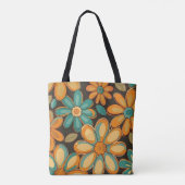 1970s Retro Bloemen Tote Bag (Achterkant)
