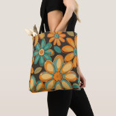 1970s Retro Bloemen Tote Bag (Dichtbij)