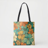 1970s Retro Bloemen Tote Bag (Voorkant)