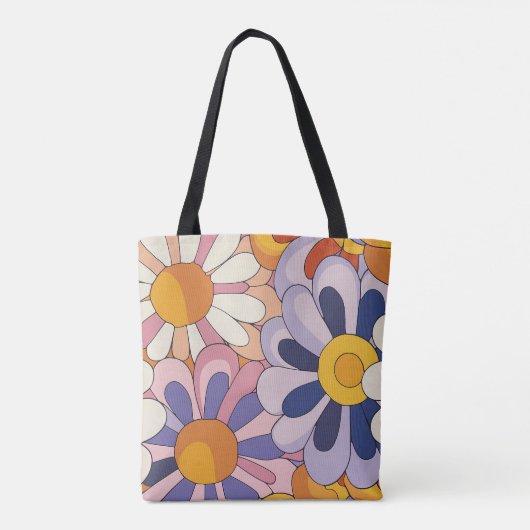 1970s Retro Bloemen Tote Bag (Achterkant)