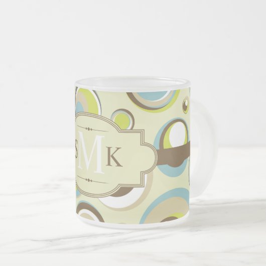 1970's Retro Circle Frosted Glass Coffee Mok Cup (Voorkant rechts)