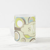 1970's Retro Circle Frosted Glass Coffee Mok Cup (Voorkant links)