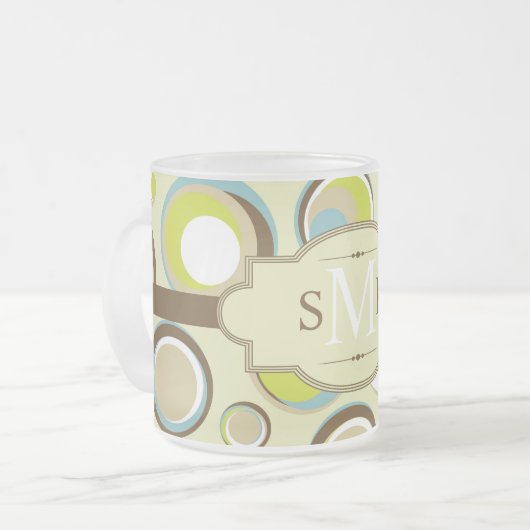 1970's Retro Circle Frosted Glass Coffee Mok Cup (Voorkant links)