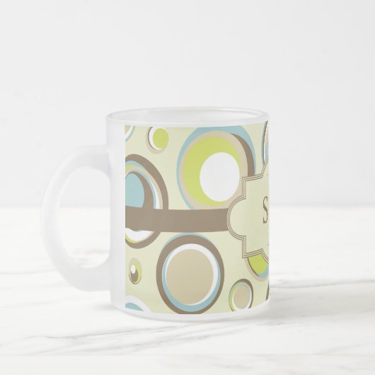 1970's Retro Circle Frosted Glass Coffee Mok Cup (Links)